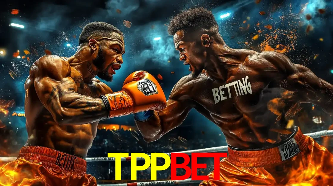 Dois boxeadores em uma luta intensa e explosiva, representando a adrenalina e as oportunidades de apostas em esportes de combate disponíveis na plataforma TPPBET.
