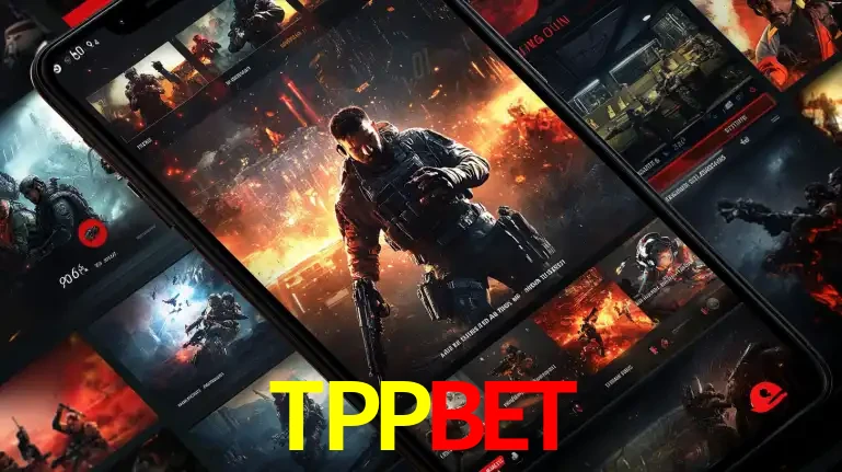 Tela de um celular exibindo uma galeria de jogos de tiro com temática militar, mostrando a variedade de e-sports disponíveis para apostas na plataforma de entretenimento TPPBET.